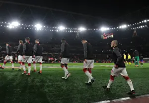 Arsenal V AC Milan 2017-18 Prints: Arsenal Players Walk Out Before Arsenal vs AC Milan Europa League Clash at Emirates Stadium