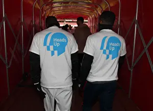 Arsenal Players Warm Up in Heads Up Shirts Before Arsenal v Newcastle United, Premier League 2019-2020