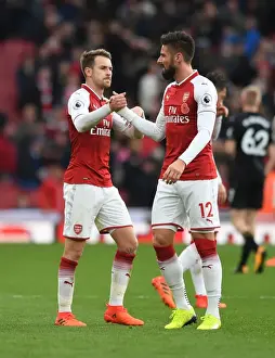 Arsenal: Ramsey and Giroud Share a Moment after Arsenal's Victory over Swansea City