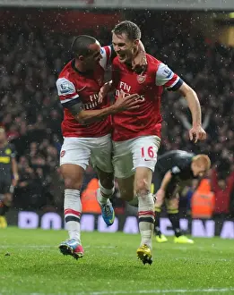 Arsenal V Wigan Athletic 2012-13 Prints: Arsenal: Ramsey and Walcott's Goal Celebration vs Wigan Athletic (2012-13)