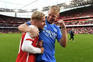 Arsenal Rejoice: Smith Rowe and Ramsdale Celebrate Emirates Cup Victory (2023-24)