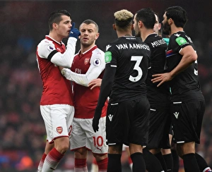 Arsenal V Crystal Palace 2017-18 Prints: Arsenal Rivals: Xhaka and Wilshere vs. Van Aanholt and Milivojevic (2017-18)