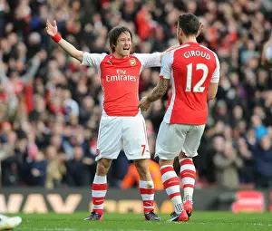 Arsenal Everton 2014-15 Prints: Arsenal: Rosicky and Giroud Celebrate Goals Against Everton (2014-15)