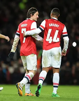 Arsenal V Tottenham Hotspur 2013-14 Prints: Arsenal: Rosicky and Gnabry in Deep Conversation Amidst FA Cup Rivalry (Arsenal v Tottenham Hotspur)