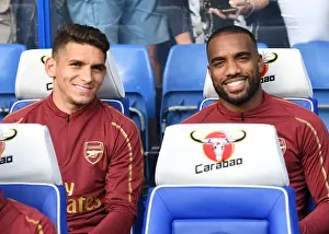 Chelsea V Arsenal 2018-19 Prints: Arsenal Roster: Lucas Torreira and Alex Lacazette on the Bench