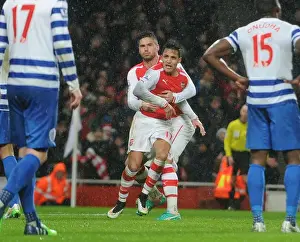Arsenal V Queens Park Rangers 2014-15 Prints: Arsenal: Sanchez and Giroud Celebrate Goal Against Queens Park Rangers