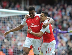 Arsenal: Sanchez and Iwobi Celebrate Goal vs. Watford, Premier League 2015-16