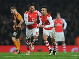 Arsenal V Hull City 2014-15 - FA Cup Prints: Arsenal: Sanchez and Oxlade-Chamberlain Celebrate Goals Against Hull City in FA Cup