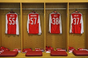 Arsenal shirts in the changingroom before the match. Arsenal 0:2 Southampton. EFL Cup Arsenal shirts in the changingroom before the match. Arsenal 0:2 Southampton. EFL Cup