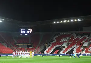 Arsenal and Slavia Prague Players Unite in Silence: Taking a Knee before Empty Stands in UEFA Europa League Quarterfinal, Prague, 2021