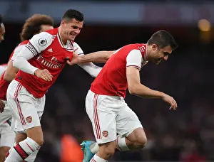 Arsenal V Crystal Palace 2019-20 Prints: Arsenal: Sokratis and Xhaka's Celebration of First Goal Against Crystal Palace (2019-20)