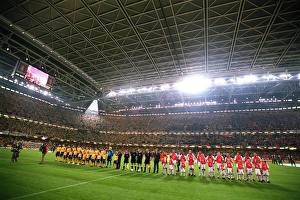 Arsenal V Southampton FA Cup Final Prints: Arsenal and Southampton players line-up before the match