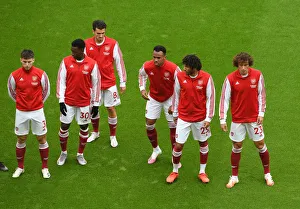 Arsenal Squad Aligns Before Arsenal v Sheffield United, Premier League 2020-21