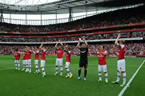 Arsenal Squad Gathered for Premier League Clash Against Aston Villa (2013-14)