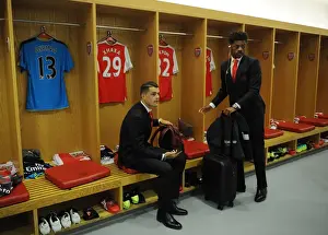 Arsenal V Liverpool 2016-17 Prints: Arsenal Squad Moment: Xhaka and Akpom in the Changing Room Before Arsenal vs Liverpool (2016-17)