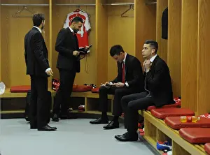 Arsenal Squad Unity: A Glimpse into the Home Changing Room before Arsenal vs. Everton (2015/16)
