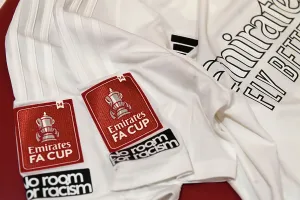 Arsenal V Liverpool FA Cup 2023-24 Prints: Arsenal Stands Against Racism and Violence: All-White Kit for FA Cup Match vs. Liverpool
