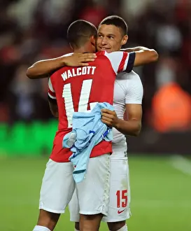 Arsenal V Coventry City - Capital One Cup 2012-13 Prints: Arsenal Stars Alex Oxlade-Chamberlain and Theo Walcott Celebrate Victory over Coventry City in Capital One Cup