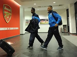 Images Dated 24th January 2014: Arsenal Stars Gedion Zelalem and Alex Oxlade-Chamberlain Head to Emirates Stadium for FA Cup Match