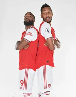 Arsenal Stars Lacazette and Aubameyang at 2019-2020 Arsenal Photocall