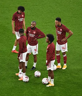 Arsenal V Aston Villa 2020-21 Prints: Arsenal Stars Lacazette and Aubameyang Warm Up Ahead of Arsenal v Aston Villa (2020-21)