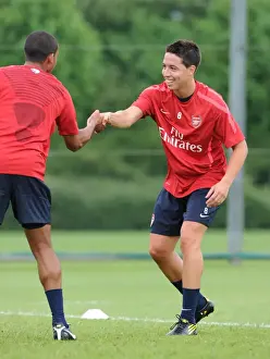 Arsenal Stars: Nasri and Walcott in Training at London Colney, 2010