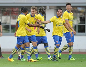 Arsenal Stars: Ramsey, Walcott, Cazorla, Giroud Celebrate Goals Against Manchester City (2013-14 Pre-Season)