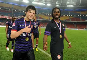 Arsenal Stars Ryo Miyaichi and Gervinho Post-Match in Kuala Lumpur, 2012