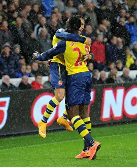 Swansea V Arsenal 2014-15 Prints: Arsenal Stars: Sanchez and Welbeck Celebrate Goal Against Swansea, 2014-15