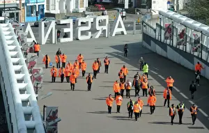 Arsenal Stewards Preparing for Arsenal v West Bromwich Albion Match, Emirates Stadium, 2016