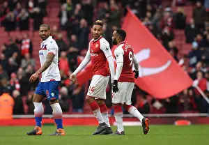 Arsenal V Stoke City 2017-18 Prints: Arsenal Strikers Aubameyang and Lacazette Celebrate Victory Over Stoke City