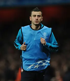 Arsenal V AC Milan 2011-12 Prints: Arsenal Substitute Oguzhan Ozyakup During Arsenal FC vs AC Milan UEFA Champions League Match