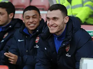Stoke City V Arsenal 2013-14 Prints: Arsenal Substitutes Alex Oxlade-Chamberlain and Thomas Vermaelen Before Stoke City Match