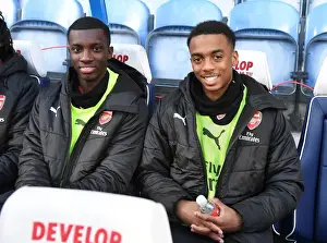 Arsenal Substitutes Eddie Nketiah and Joe Willock Before Huddersfield Match
