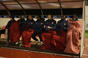 Slavia Prague v Arsenal 2007-8 Gallery: Arsenal substitutes Emmanuel Adebayor