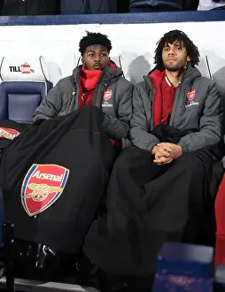 West Bromwich Albion V Arsenal 2017-18 Prints: Arsenal Substitutes: Maitland-Niles and Elneny Ready for West Bromwich Albion Clash