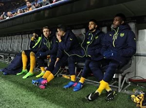 Images Dated 15th February 2017: Arsenal Substitutes Unite: Pre-Match Showdown Against Bayern Munich in Champions League