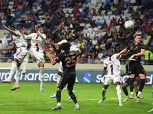 Arsenal Takes the Lead: Gabriel Scores in Arsenal v Olympique Lyonnais Dubai Super Cup Clash, 2022-23