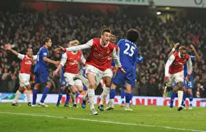 Arsenal V Everton 2010-11 Prints: Arsenal Takes the Lead: Koscielny's Goal Against Everton (2011)