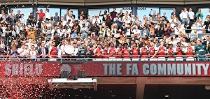 Arsenal V Chelsea - FA Community Shield 2017-18 Prints: The Arsenal team lift the Community Sheild