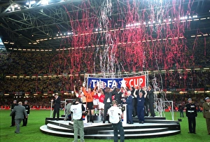Arsenal V Southampton FA Cup Final Prints: The Arsenal team lift the FA Cup