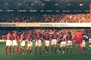 The Arsenal team line up in fron of the East Stand. Arsenal 4:1 Fulham