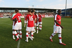 The Arsenal team line up before the match