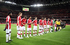 The Arsenal team line up before the match