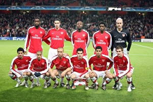The Arsenal team line up before the match