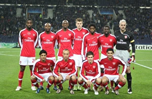 The Arsenal team line up before the match