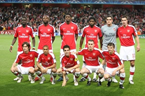 Arsenal V Olympiacos 2009-10 Prints: The Arsenal team line up before the match