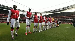 Arsenal v Tottenham 2007-8 Collection: The Arsenal team line up before the match