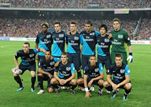 The Arsenal team line up before the match. Malaysia XI 0: 4 Arsenal, Bukit Jalil Stadium