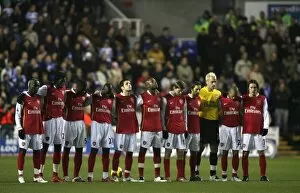 The Arsenal team line up for a minutes silence for Rememberance Day